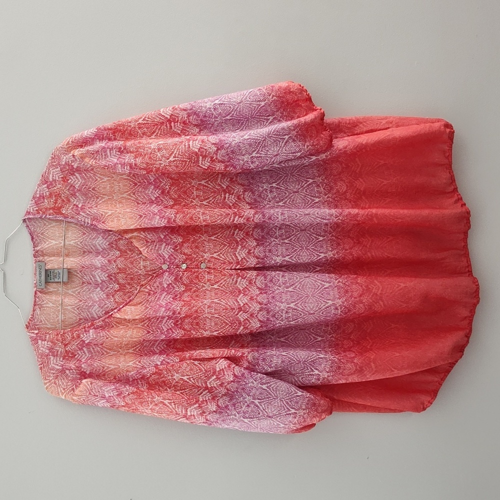 Catherines Blouse Tunic Top 2X 22/24W Flowy Abstract Colorful Southwest Ombre